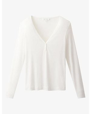 The White Company Henley Cotton-Modal Pyjama Top - White