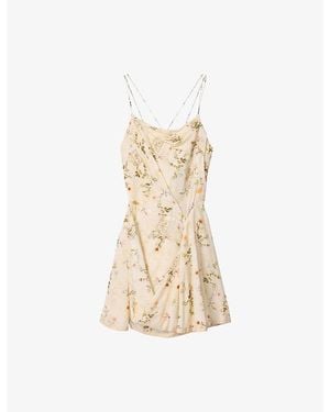 AllSaints Claire Floral-Print Cotton-Blend Mini Dress - Natural