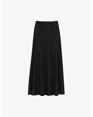 Whistles Knitted Pleated Midi Skirt - Black