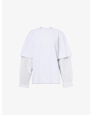 Treats Studio Lazy Lover Contrast-Sleeve Cotton-Jersey T-Shirt - White