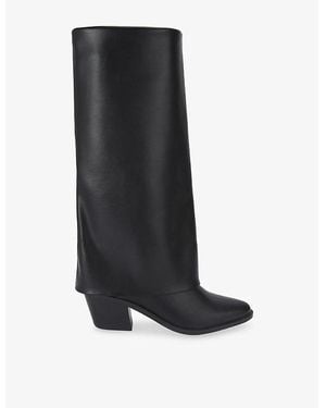 KG by Kurt Geiger Telling Heeled Leather Knee-High Boots - Black