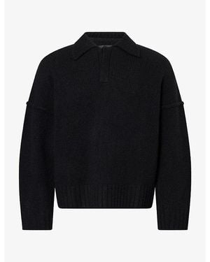 Seventh Wool-Blend Knit Polo Jumper - Black