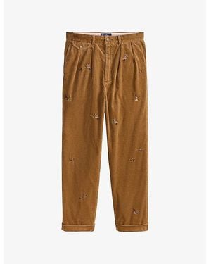 Polo Ralph Lauren Hitman Wide-Leg Pleated Cotton-Corduroy Pants - Brown