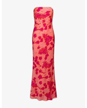 OMNES Amdra Printed Strapless Satin Maxi Dress - Red