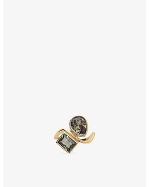 Maje Asymmetric-Toned Brass And Zirconia Ring - Metallic