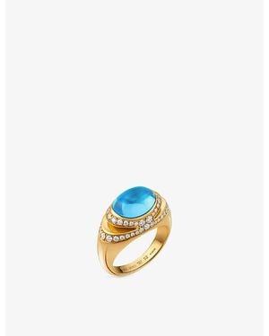 BVLGARI Cabochon 18Ct- Topaz And 0.56Ct Demi Pavé-Diamond Ring - Metallic
