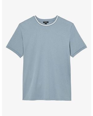 Reiss Ainsley Contrast-Tipping Short-Sleeve Cotton T-Shirt - Blue