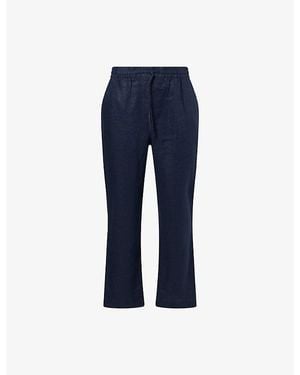 CHE Avila Drawstring Linen Trousers - Blue
