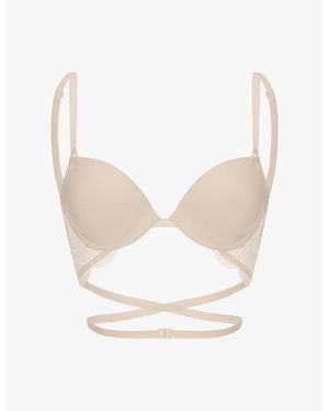 Simone Perele Eden Lace-Trimmed Stretch-Woven Plunge Bra - White