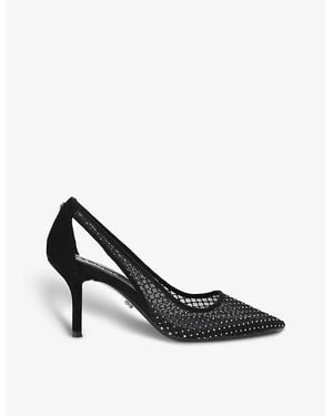 Carvela Kurt Geiger Hotsox Crystal-Embellished Mesh Heeled Court Shoes - Black