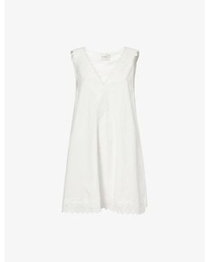 Dissh Annabel V-Neck Cotton-Blend Mini Dress - White