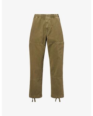 Stone Island Drawstring Straight-Leg Cotton Trousers - Green