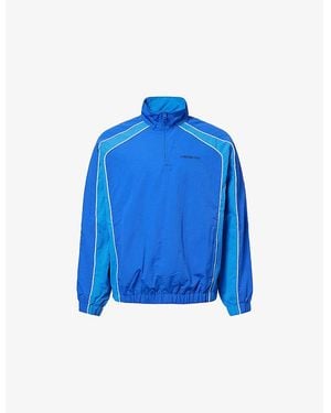 AWAKE NY Quarter Zip High-Neck Woven Track Jacket - Blue