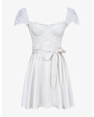 House Of Cb Selena Tie-Waist Woven Mini Dress - White
