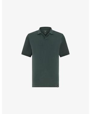 BOGGI Contrast-Trim Open-Collar Cotton-Blend Piqué Polo Shirt - Green