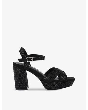 KG by Kurt Geiger Fleur Bead-Embellished Platform-Heel Woven Sandals - Black