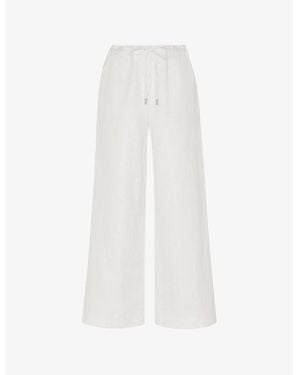 Whistles Leona Wide-Leg High-Rise Linen-Blend Trousers - White