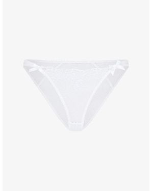 Agent Provocateur Rosia Bow-Embroidered Mid-Rise Woven Briefs - White