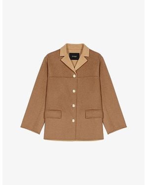 Maje Double-Faced Mid-Length Wool-Blend Coat - Brown