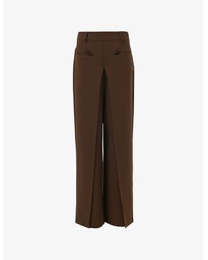 eem Drape-Panel Wide-Leg Woven Trousers - Brown