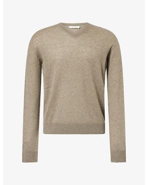 The Row Thamm V-Neck Cashmere Jumper - Natural