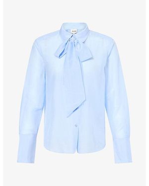 ME+EM Cloud Layering Tie Cotton Silk-Blend Shirt - Blue