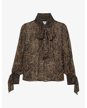 Reiss Paisley-Pattern Georgette Blouse - Green