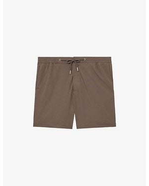 Reiss Newmark Drawstring-Waist Stretch-Woven Shorts - Brown