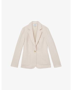 Reiss Soren Single-Breasted Wool Blazer - White