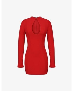 House Of Cb Lotus Keyhole-Detail Stretch-Crepe Mini Dress Xs (A-C Cup) - Red