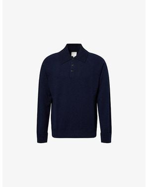 Paul Smith Striped-Cuffs Regular-Fit Cashmere Polo Shirt - Blue