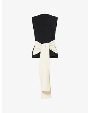 Pretty Lavish Audrey Tie-Waist Knitted Top - Black