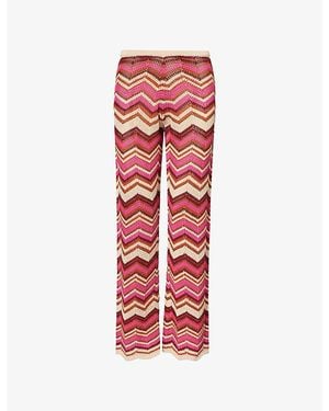Devon Windsor Cierra Chevron-Stripe Knitted Trousers - Red