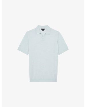 Reiss Duchie Short-Sleeved Wool Polo Shirt - Blue