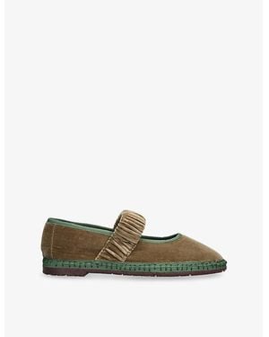 Flabelus Mafalda Velvet Ballet Flats - Green