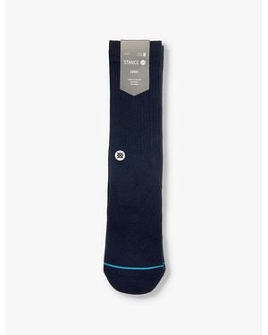 Stance Icon Logo-Embroidered Crew-Length Cotton-Blend Crew Socks - Blue