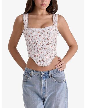 House Of Cb Kikki Stretch-Cotton Corset Top in White | Lyst UK