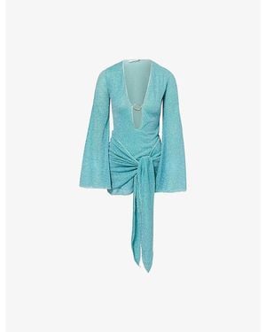 Oséree Lumiere Pareo Stretch-Woven Mini Dress - Blue
