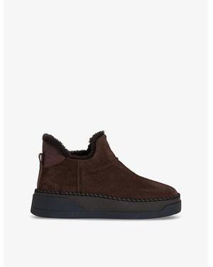 Reiss Sylvie Shearling-Lined Suede Ankle Boots - Brown