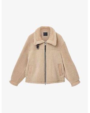 AllSaints Vernon Regular-Fit Zip-Up Shearling Jacket - Natural