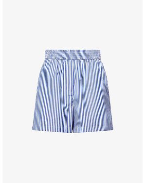 Rag & Bone Emma Stripe-Print Cotton Shorts - Blue