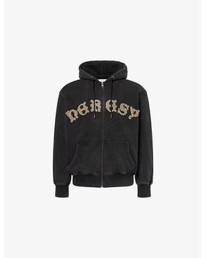 Heresy Celtic Embroidered-Logo Cotton Hoodie - Black