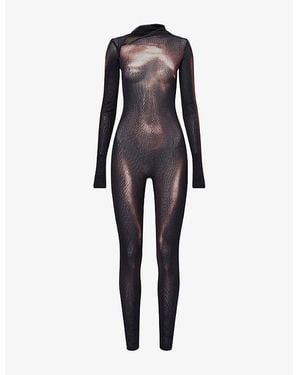 Jean Paul Gaultier Printed Long-Sleeves Woven Jumpsuit - Black