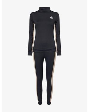 MY Sunday Ski Racer Stripe Base Ski Top And Legging Layer Set - Black