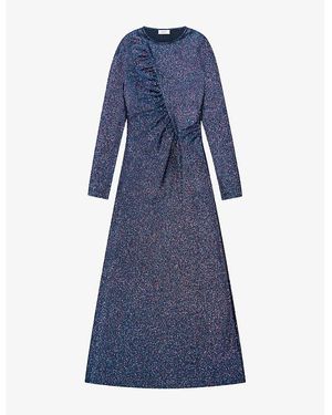 Ro&zo Kylie Sparkle Ruched-Front Maxi Dress - Blue