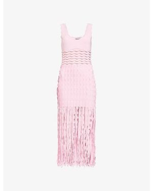 Jonathan Simkhai Brionne Scalloped Knit Midi Dress - Pink