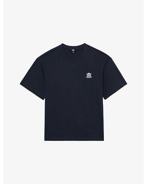 Reiss Rainer Logo-Embroidered Cotton-Jersey T-Shirt - Blue