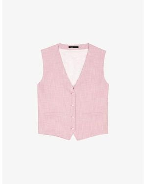 Maje V-Neck Woven Waistcoat - Pink