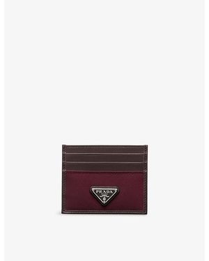 Prada Re Nylon And Leather Card Holder - Purple