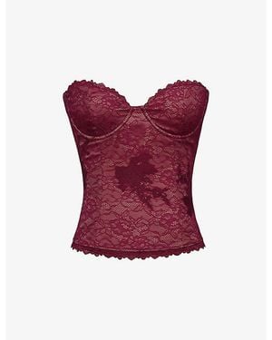 House Of Cb Yara Strapless Lace Top - Red